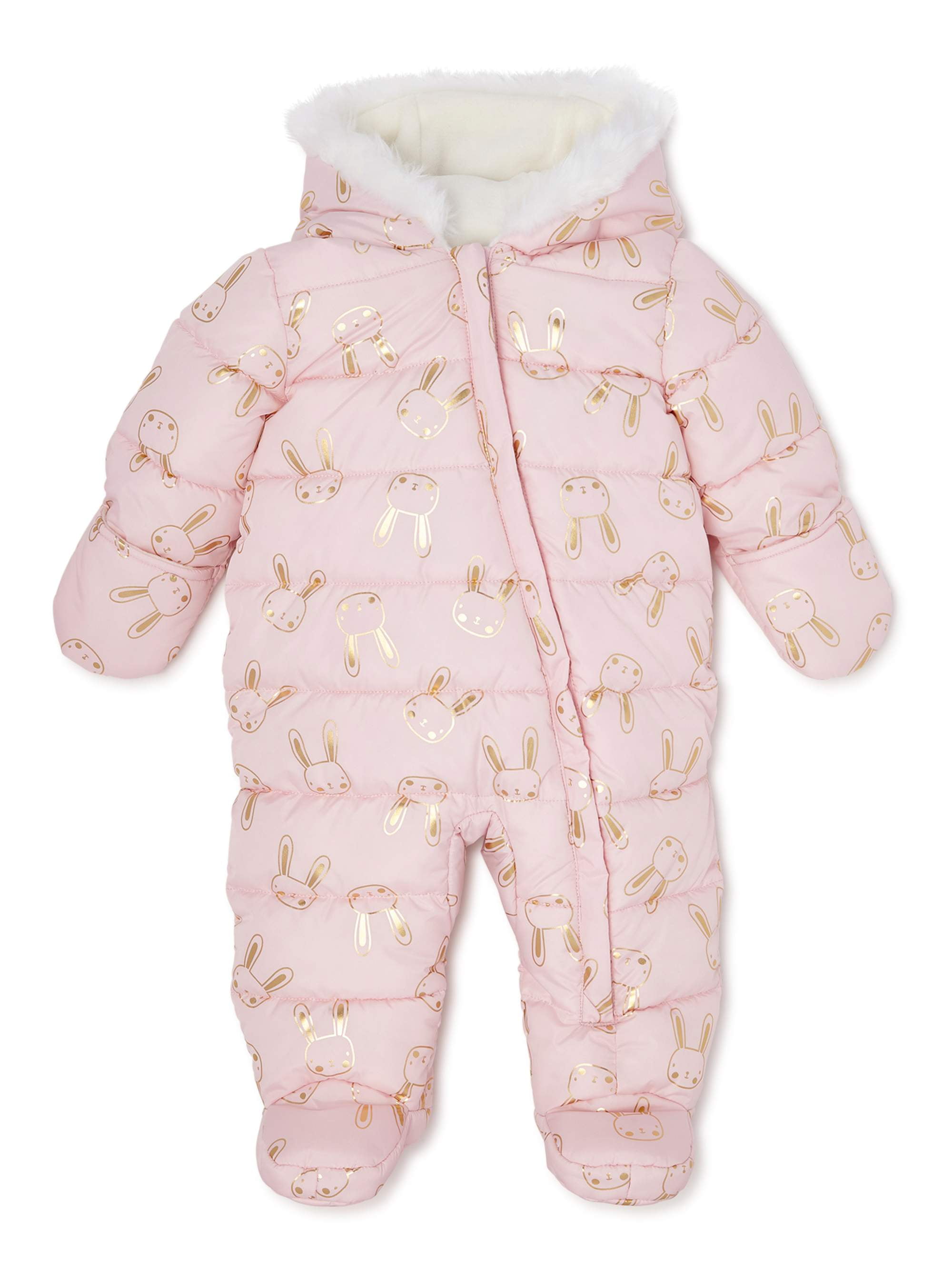 baby girl snowsuit with fur hood