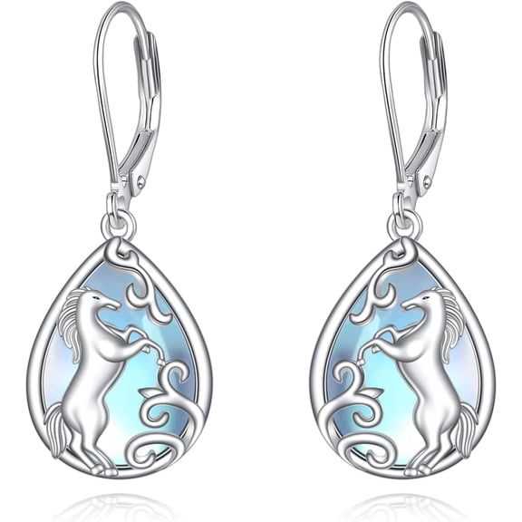 XATENJE Horse Earrings 925 Sterling Silver Moonstone Filigree Horse Earrings Jewelry Gift for Women