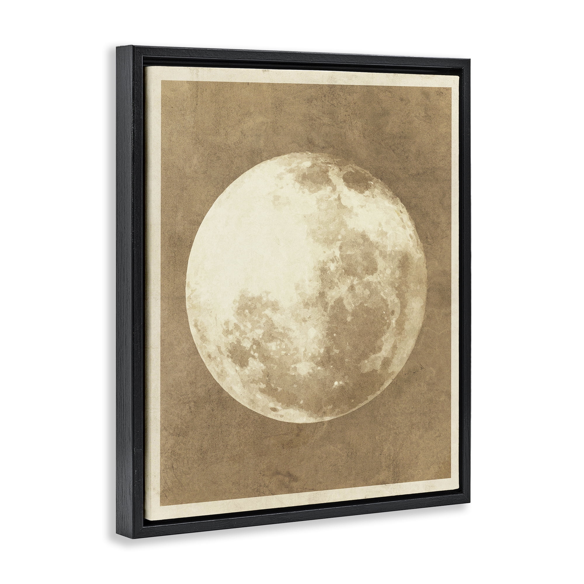 Stupell Industries Rustic Neutral Moon Astrology & Stars Painting Black Floater Framed Canvas Art Print Wall Art, 25 x 31