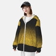 thumbnail image 4 of Pofeuu Gold Glitter Gradient Print Sun Protection Outdoor Lightweight Full Zip UV Cooling Hoodie Long Sleeve Summer Clothing for Outdoor Hiking-X-Large, 4 of 5