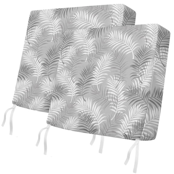 Outdoor Patio Cushion Covers 2 Pack Palm Leaves Patio Chair Cushion Covers with Ties and Zipper Waterproof Outdoor Seat Cushion Covers for Patio Furniture 22"x20"