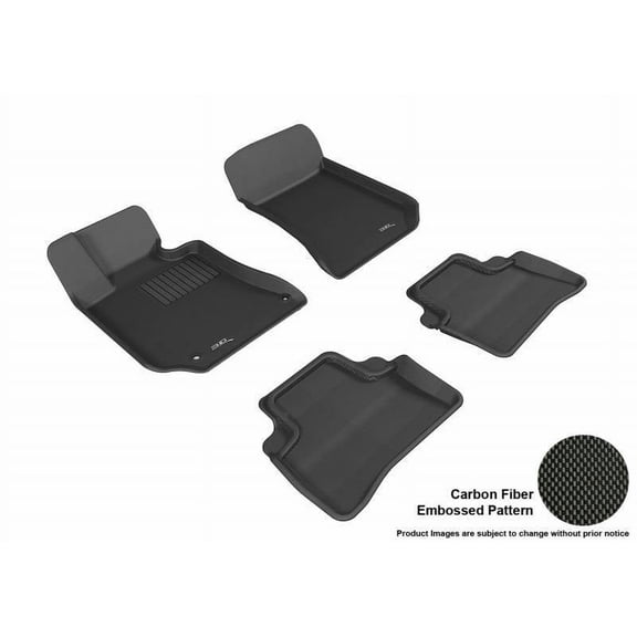 3D MAXpider 2010-2013 Fits Mercedes-Benz E Class W212 Sedan Kagu 1st Row 2nd Row Black Carbon Fiber Embossed Pattern Floor Mat L1MB05701509