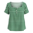 thumbnail image 4 of Enjoytime Womens Summer Tops Plaid Button Down Square Neck Short Sleeve Shirts Casual Work Plus Size Blouses, 4 of 8