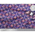 thumbnail image 2 of Soimoi Blue Cotton Poplin Fabric Feather & Ranunculus Floral Decor Fabric Printed Yard 42 Inch Wide, 2 of 3