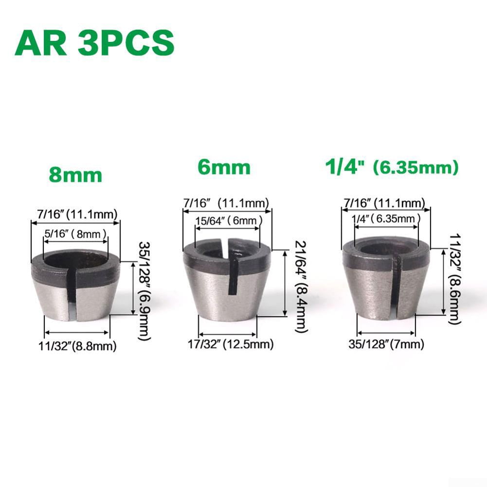 6mm+8mm 1/4 Inch Dia Metal Collet Chuck Router Bit Parts For Trimmer Tool 6mm+8mm 1/4 Inch Dia Metal Collet Chuck Router Bit Parts For Trimmer Tool