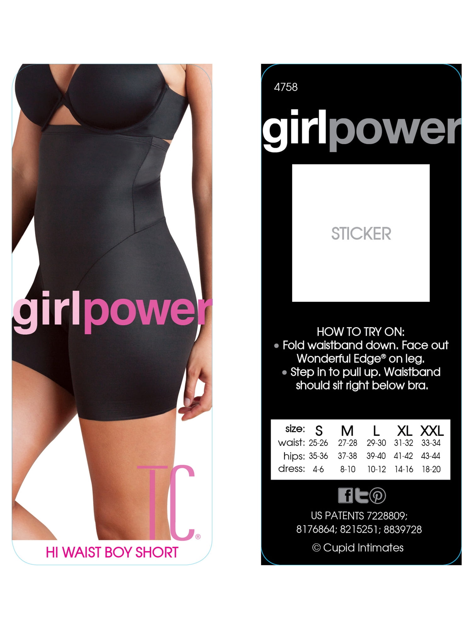 Girl Power by TC Intimates Women's Moderate Control Shapewear, High-Waist Thigh Slimmer, Sizes S-2XL