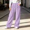 thumbnail image 2 of Lmueinov Womens Sweatpants Drawstring Elastic High Waist Double Sided Fleece Pants Wide Leg Sweatpants with Pockets for Jogger Coffee, 2 of 8