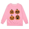 thumbnail image 4 of LIIPEE Girls Hoodies Halloween Cartoon Pumpkin Graphic Printed Long Sleeve Round Neck Pullover Tops Toddler Versatile Holiday School Party Sweatshirts,Pink,4-5 Years, 4 of 4