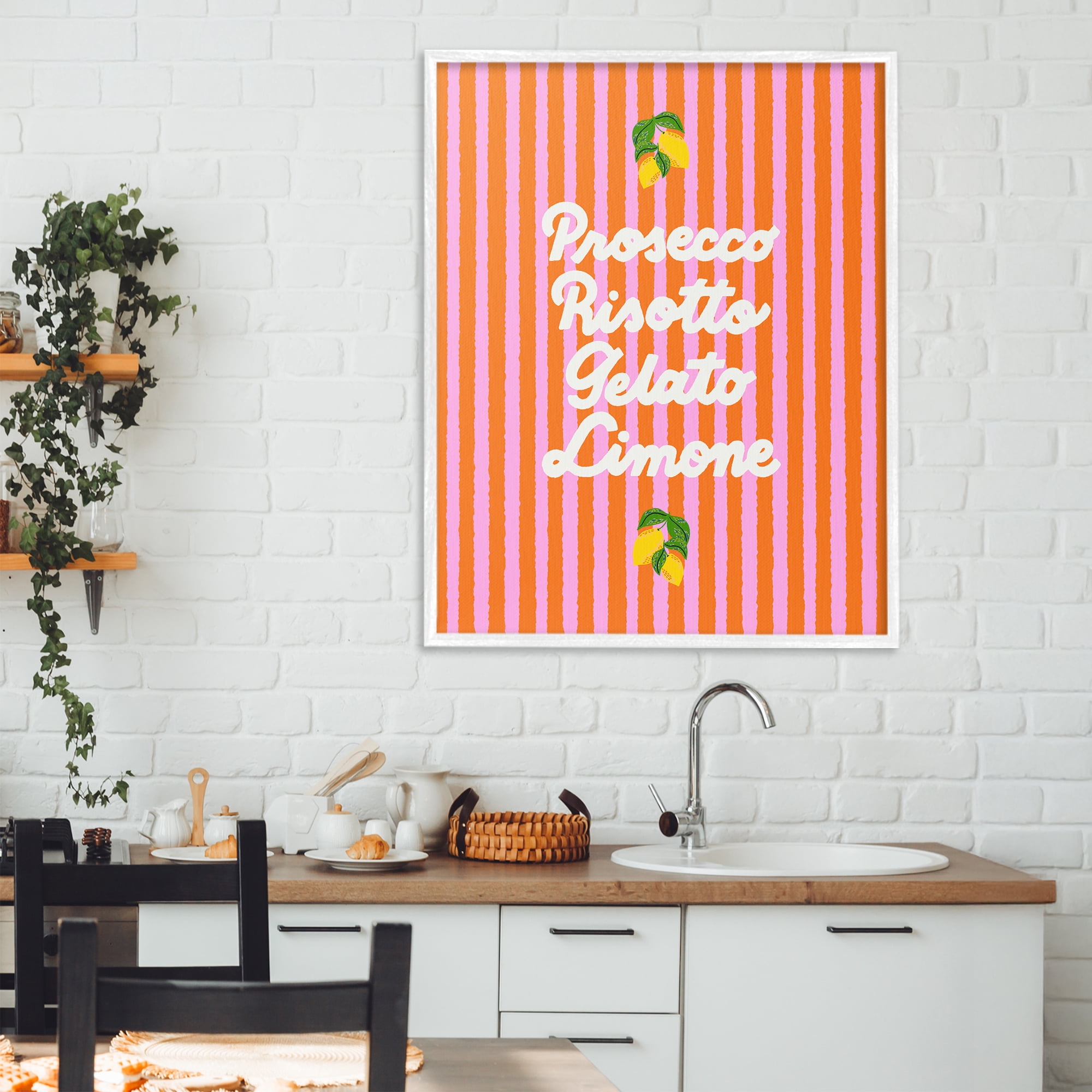Stupell Industries Italian Enjoyment over Stripes White Framed Giclee Art, design by Indira Prieto | IndySign