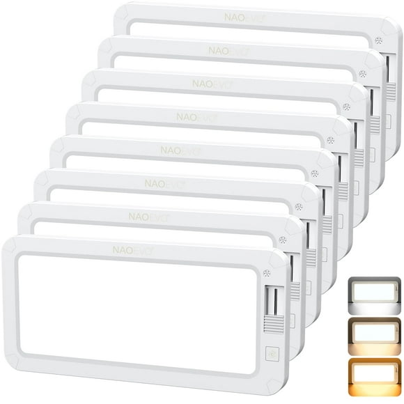 Luces RV NAOEVO 2070LX 1500LM 12 V con 3 colores para remolque (paquete de 8)