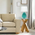thumbnail image 5 of Southwestern Table Lamp - Pleated Teal Glass Shade - Living Room Bedroom Decor, 5 of 5