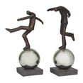 thumbnail image 6 of 17", 16"H Bronze Polystone People Sculpture with Silver Ball Stands, by DecMode (2 Count), 6 of 8
