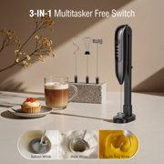 Skdwakiz Milk Frother Handheld Rechargeable, 3 Heads 3 Speeds Portable Frother Wand with LED Digital Display & Magnetic Stand, Stainless Steel Electric Whisk Foam Maker for Coffee, Lattes, Cappuccino