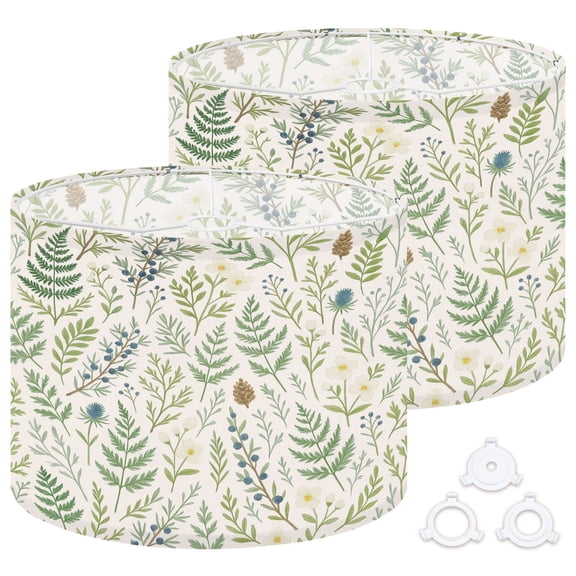 Lamp Shades Set of 2 Easy Assembly Forest Floral Greens botanical Thuja juniper branches Drum Lampshades for Table Lamps Floor Lamps Pendant Light 13"x13"x10" Replacement Lamp Shade
