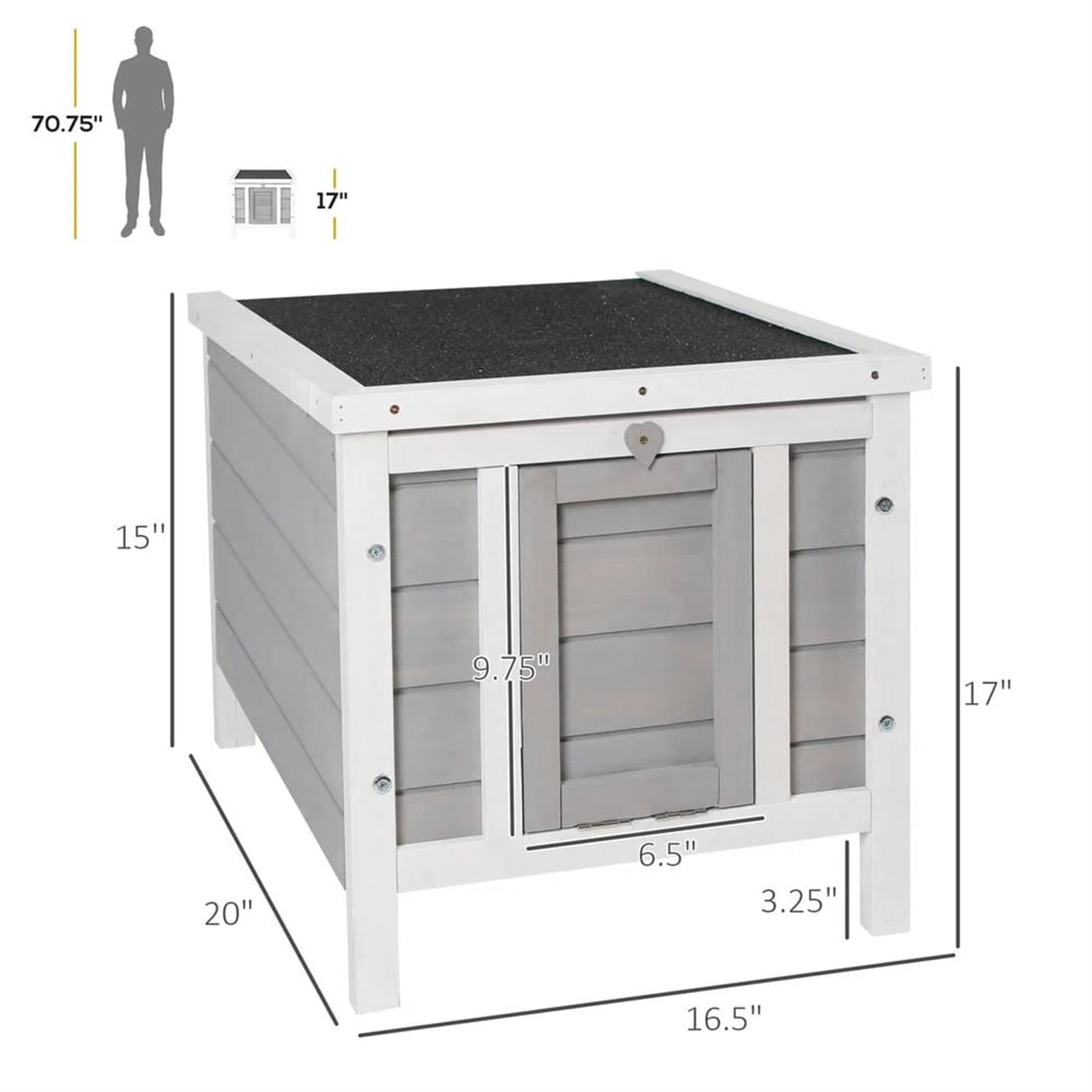 Kadyn 17" Wooden Rabbit Hutch with Openable & Waterproof Roof, Outdoor Bunny Cage for Cats, Bunnies, Guinea Pigs, Grey