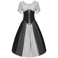 thumbnail image 2 of Medieval Dress, Medieval Costume Women, Renaissance Costume Women, Cosplay Dress, Women's Medieval Renaissance Costume Cosplay Over Dress Halloween Vampire Bride Costumes Dress for Women, Gray XXL, 2 of 7