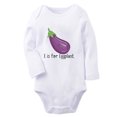 thumbnail image 2 of iDzn E is For Eggplant Funny Rompers, Newborn Baby Unisex Bodysuits, Infant Jumpsuits, Toddler Kids Long Sleeve Oufits (White, 0-6 Months), 2 of 5