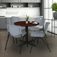 thumbnail image 2 of Regency Cain Small 30 in. Round X-Base Breakroom Table- Mahogany & 4 M Stack Chairs- Grey, 2 of 8