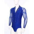 thumbnail image 4 of Miutii Latin Ballet Tango Dance Leotard Mens Long Sleeve Shiny Rhinestones Figure Skating Romper Blue M, 4 of 6