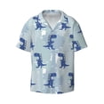 thumbnail image 5 of PAYOHTO Dino Blue Color Mens Hawaiian Casual Short-sleeved Shirt Tropical Summer Beach Button Down Shirts, 5 of 7