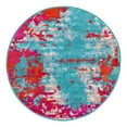 thumbnail image 3 of Unique Loom Azalea Collection Area Rug - Kyushu (3' Round Turquoise/Light Blue), 3 of 7