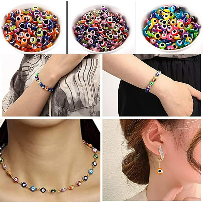 Mnycxen 100Pc Evil Eyes Beads For Bracelets Necklace Bulk Beads