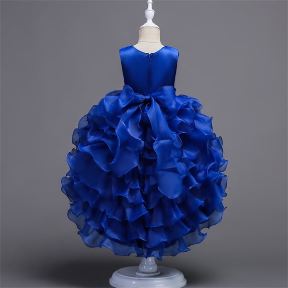Aayomet Dresses For Girls Kids Children Toddler Baby Girls Spring Summer Tulle Sequins Glitter Dress For Performance Children,Blue 8-9 Years