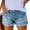 Blue, variant on Women’s Ripped Mid Rise Denim Shorts Stretchy Casual Raw Hem Summer hot Jean Shorts