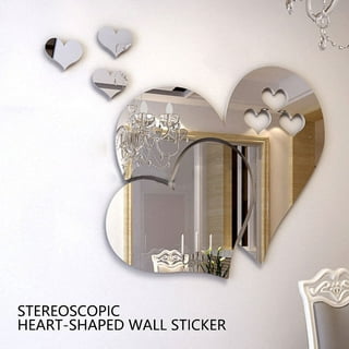 27.5 x 13.3Love Letters 3D Acrylic Mirror Wall Stickers Hearts Shaped 3D  Mirror Wall Decals Family Farmhouse Wall Decor Home Decoration DIY  Removable Mirror Wall Stickers for Home Living Room 