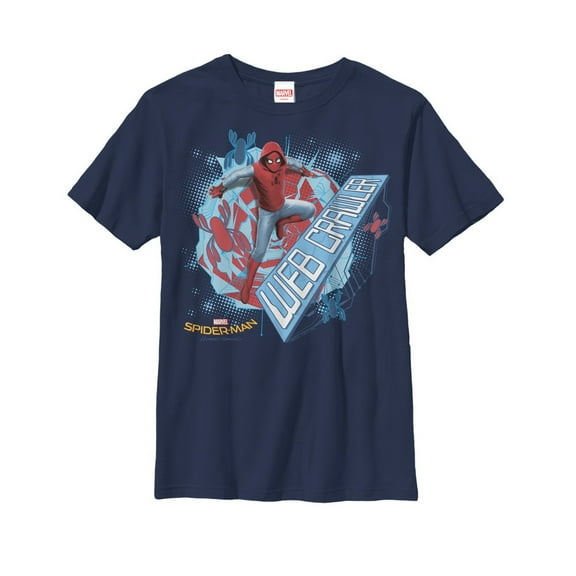 Boy's Marvel Spider-Man: Homecoming Web Crawler  Graphic Tee Navy Blue Large