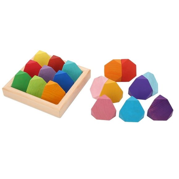 Educational Balance Blocks for Toddler & Kids Puzzle Play Colorful Wooden Rock Stacking Game
