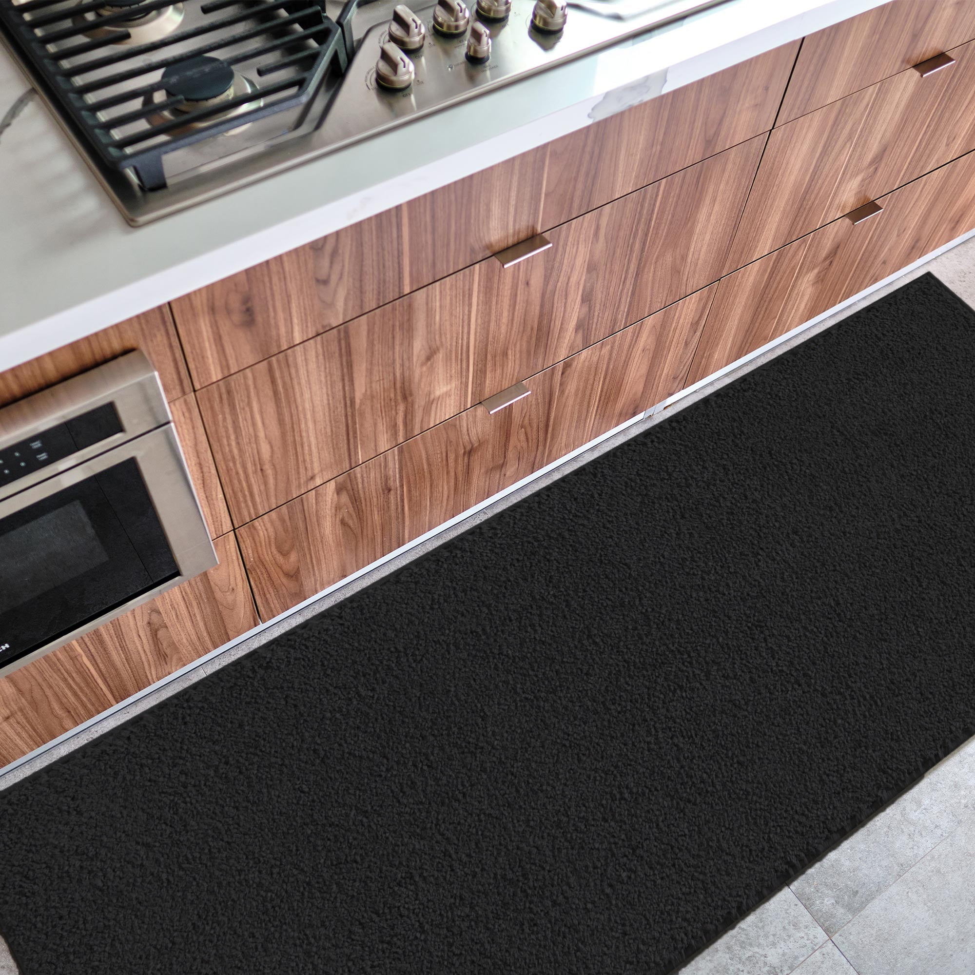 Sweet Home Stores Ribbed Waterproof Non-Slip Rubber Back Solid Runner Rug 2 ft. W x 27 ft. L Gray Polyester Garage Flooring