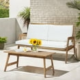 thumbnail image 2 of LuxenHome Outdoor Acacia Wood Coffee Table and Loveseat with Cushions, 2 of 6