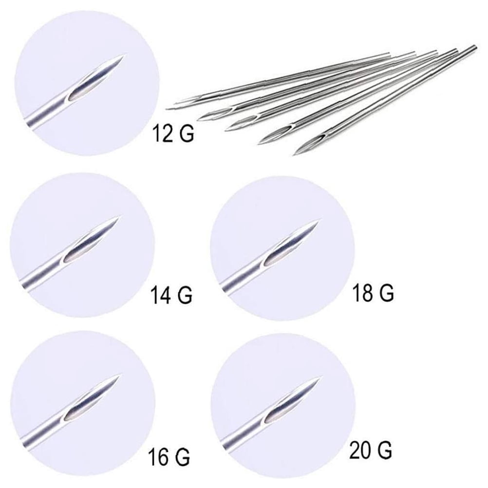 Falleo Clearance Piercing Needles Mixed Sizes 12G 14G 16G 18G and 20G Disposable Body Piercing Needles Piercing Supplies