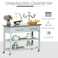 thumbnail image 4 of HOMCOM 47" Rolling Kitchen Island Cart with Drawers, Shelves, and Stainless Steel Top, Gray, 4 of 10