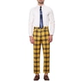 thumbnail image 2 of INSPIRE CHIC Men's Classic Plaid Dress Flat Front Checked Office Prom Trousers 38 Yellow, 2 of 6