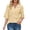 C-Yellow205, variant on DHFJKG Women's Boho T Shirt Half Sleeve Summer Beach Hallow Out V Neck Solid Color Loose Fit Tunic Casual Tee Vacation Stylish Tops