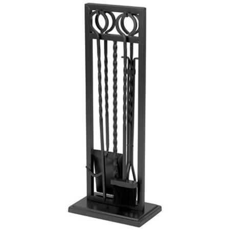 Fireplace Tool Set Modern Twist Black 5 Pc Panacea 15095
