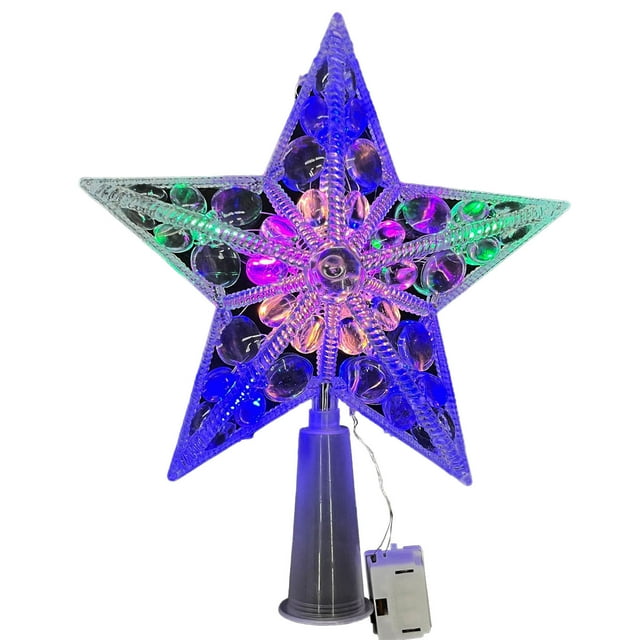 Decoraciones Del Árbol de Navidad, Árbol Transparente de Cinco Puntos con Luz de Cinturón Luminosa, Suministros de Decoración de Vacaciones de Plástico Multicolor