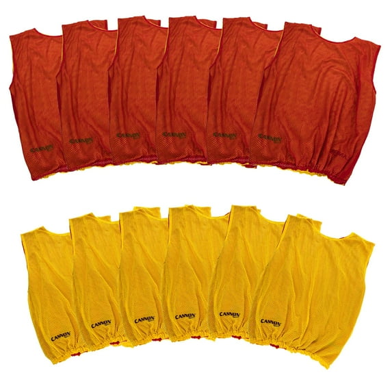 Cannon Sports Reversible Scrimmage Vests with Elastic Bottom Pack of 12 (Red/Yellow, Extra Large)