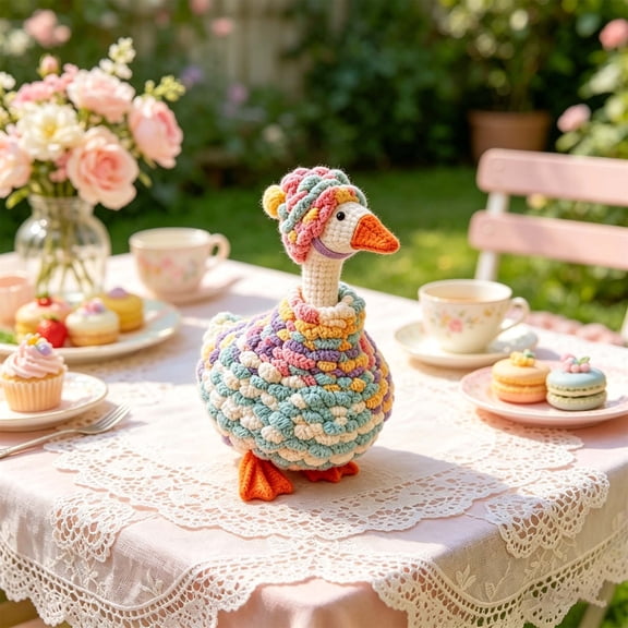 RUINIXCW 7 Inch Marshmallow Desk Goose Outfits Desktop Goose Clothes Deck Duck Outfit Decor Mini Porch Goose Outfit for Desk Goose Figurine Holiday Desk Goose Clothes and Hat Set (No Goose)