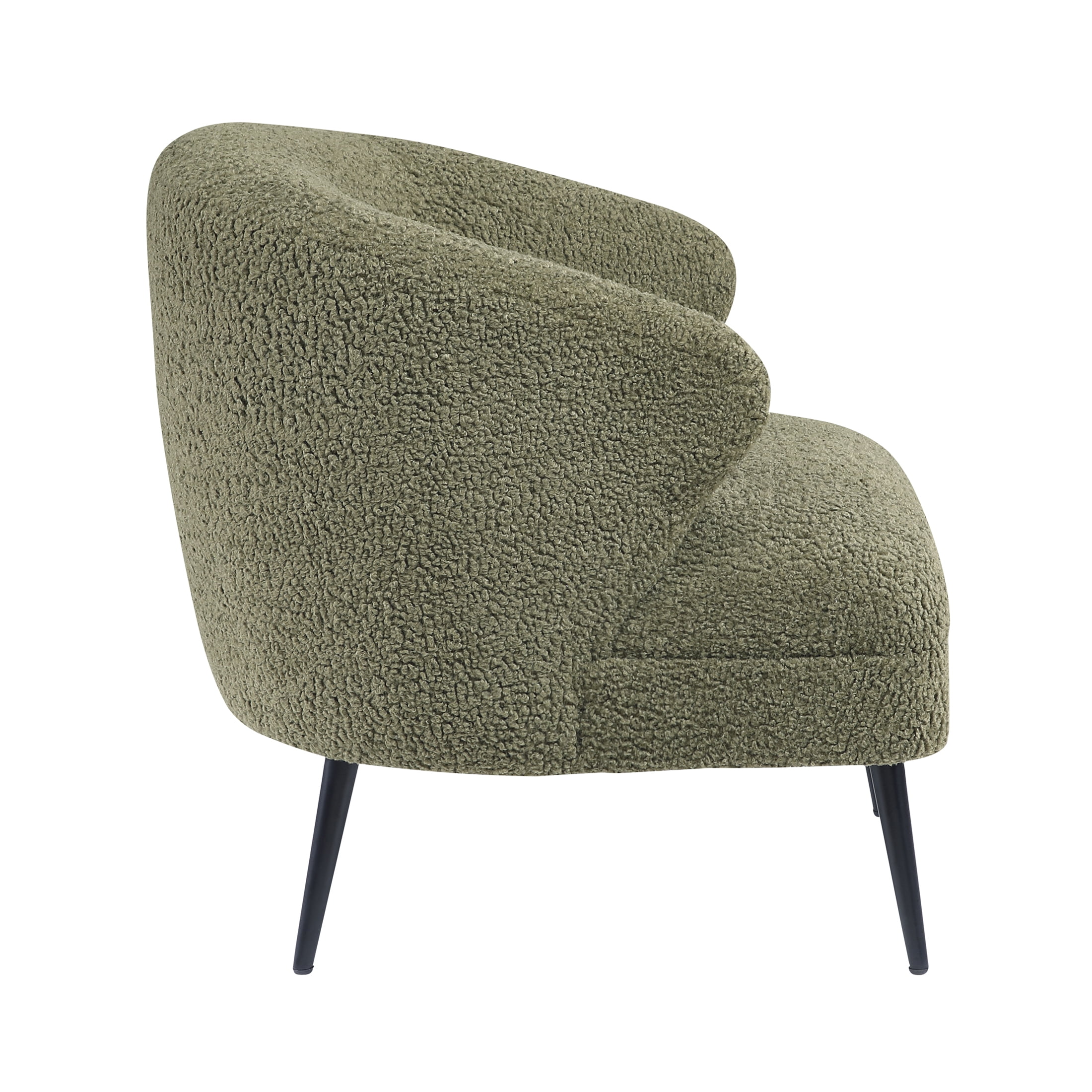 OakvillePark Crestlark Boucle Curved Back Accent Chair with Metal Legs, Green