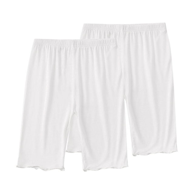 Odeerbi 2-13 Años Niñas 2 Pcs Modal Bike Shorts Cintura Alta Seguridad Bajo Vestido Slip Shorts Yoga Dance Shorts Verano Bermudas Shorts Pantalones de Color Sólido