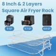 thumbnail image 2 of 8 Inch Square Air Fryer Rack, 2 Layers Stainless Steel Grill Dehydrator Accessory for Air Fryer, 2 of 6