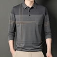 thumbnail image 5 of GuangCheng George Men Shirt Striped Pattern Long Sleeve Soft Comfort Breathable Casual Stylish Blouses with Pockets,Gray,M, 5 of 6