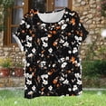 thumbnail image 3 of Linen Plus Size Tops for Women Floral Printed Short Sleeve Crewneck Loose Fit Casual Beach Summer Tshirts (3XL, Black), 3 of 5