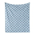 thumbnail image 1 of Gecko Soft Flannel Fleece Throw Blanket, Amphibian Reptiles Detailed Illustration of Lizards Wildlife Pattern, Cozy Plush for Indoor and Outdoor Use, 70" x 90", Pale Blue and Brown, by Ambesonne, 1 of 6