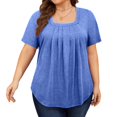 thumbnail image 1 of Tops de Talla Grande para Mujer, Corta, Cuello Cuadrado, Túnica Holgada de Verano para Leggings. Azul XL, 1 of 8