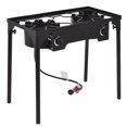 thumbnail image 6 of Double Burner Gas Propane Cooker Outdoor Stove Stand BBQ Grill Black Metal, 6 of 10