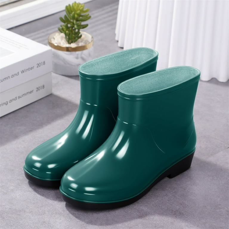 Women's Fashion Rain Boots Rubber Low Top Cut Short Tube Plastic